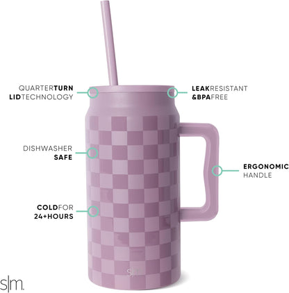 50 oz Mug Tumbler with Handle and Straw Lid | Reusable Insulated Stainless Steel Large Travel Jug Water Bottle | Gifts for Women Men Him Her | Trek Collection | 50oz | 80s Mix