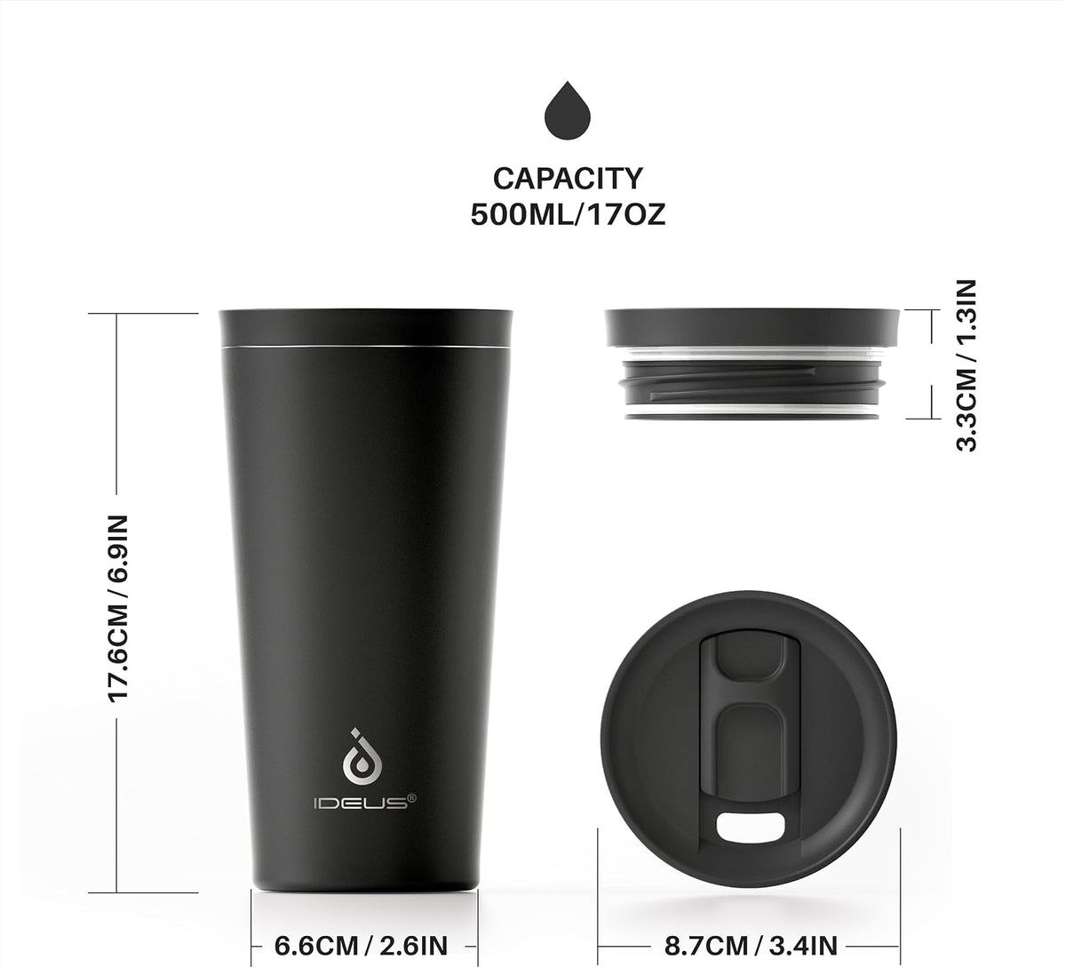 17 oz Travel Coffee Mug, Double Wall Vacuum Stainless Steel Insulated Coffee Tumbler With Lid, Splash-Proof & Cup Holder Friendly, Keeps Drinks Hot/Cold, Dishwasher Safe, Purple