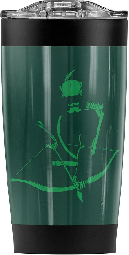 Justice League Green Arrow Minimal Stainless Steel Tumbler 20 oz Coffee Travel Mug/Cup, Vacuum Insulated & Double Wall with Leakproof Sliding Lid | Great for Hot Drinks and Cold Beverages