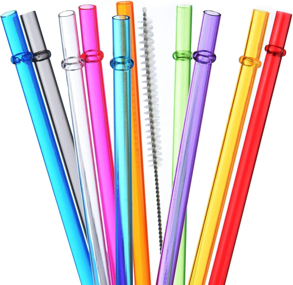 10.5" Plastic Reusable Straws, 10 Pack Colorful Tritan Tumbler Straws
