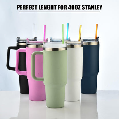 10.5" Plastic Reusable Straws, 10 Pack Colorful Tritan Tumbler Straws