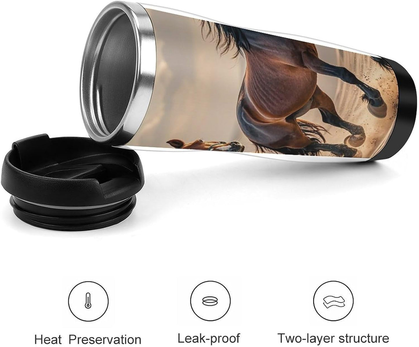 15oz Vacuum Insulated Stainless Steel Tumbler with Leakproof Lid Moonlight Watercolor Style Ninja 304 Stainless Steel Travel Mug Wide Mouth Coffee Cup for Hot & Cold Drinks (380ml)