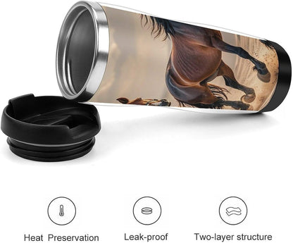 15oz Vacuum Insulated Stainless Steel Tumbler with Leakproof Lid Moonlight Watercolor Style Ninja 304 Stainless Steel Travel Mug Wide Mouth Coffee Cup for Hot & Cold Drinks (380ml)
