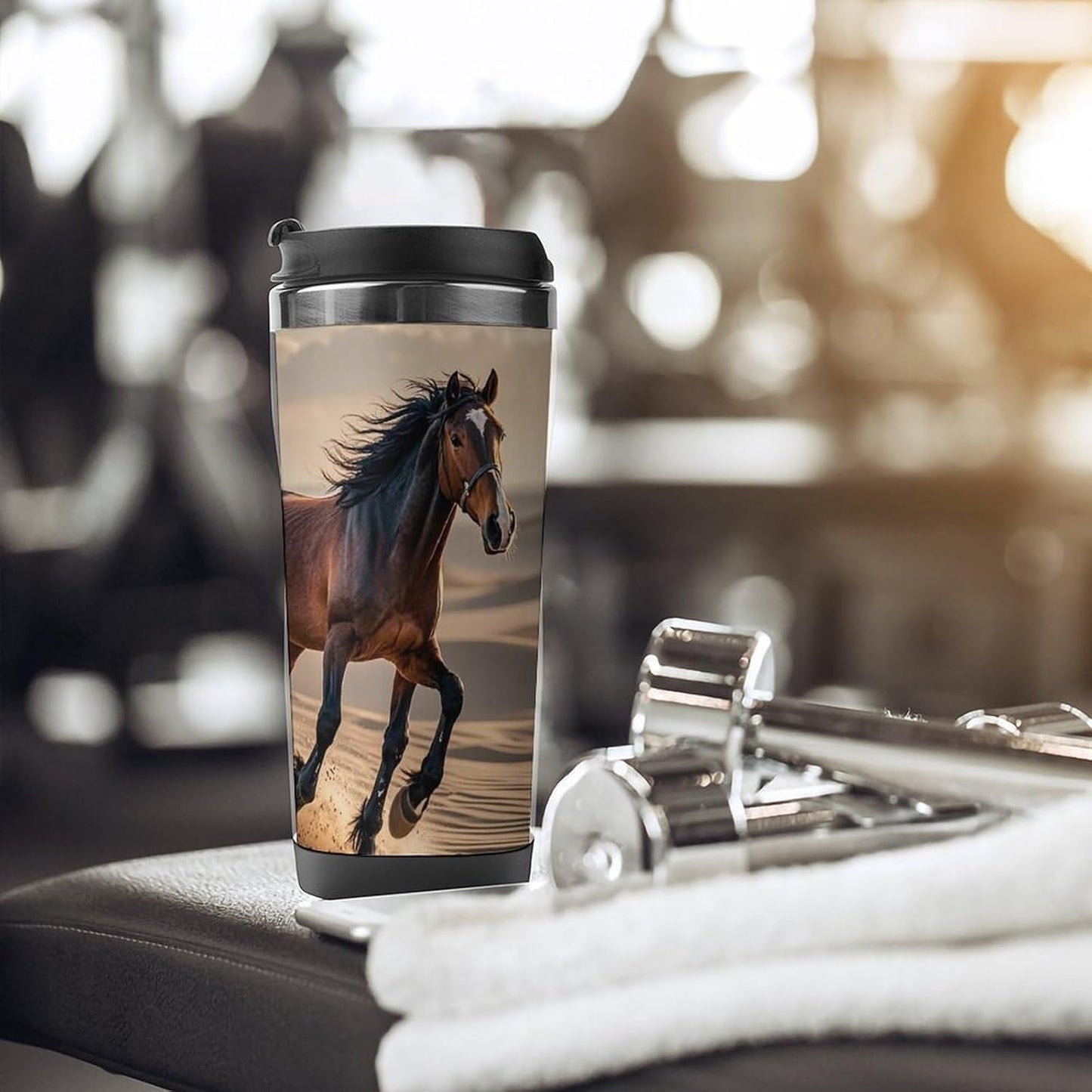 15oz Vacuum Insulated Stainless Steel Tumbler with Leakproof Lid Moonlight Watercolor Style Ninja 304 Stainless Steel Travel Mug Wide Mouth Coffee Cup for Hot & Cold Drinks (380ml)