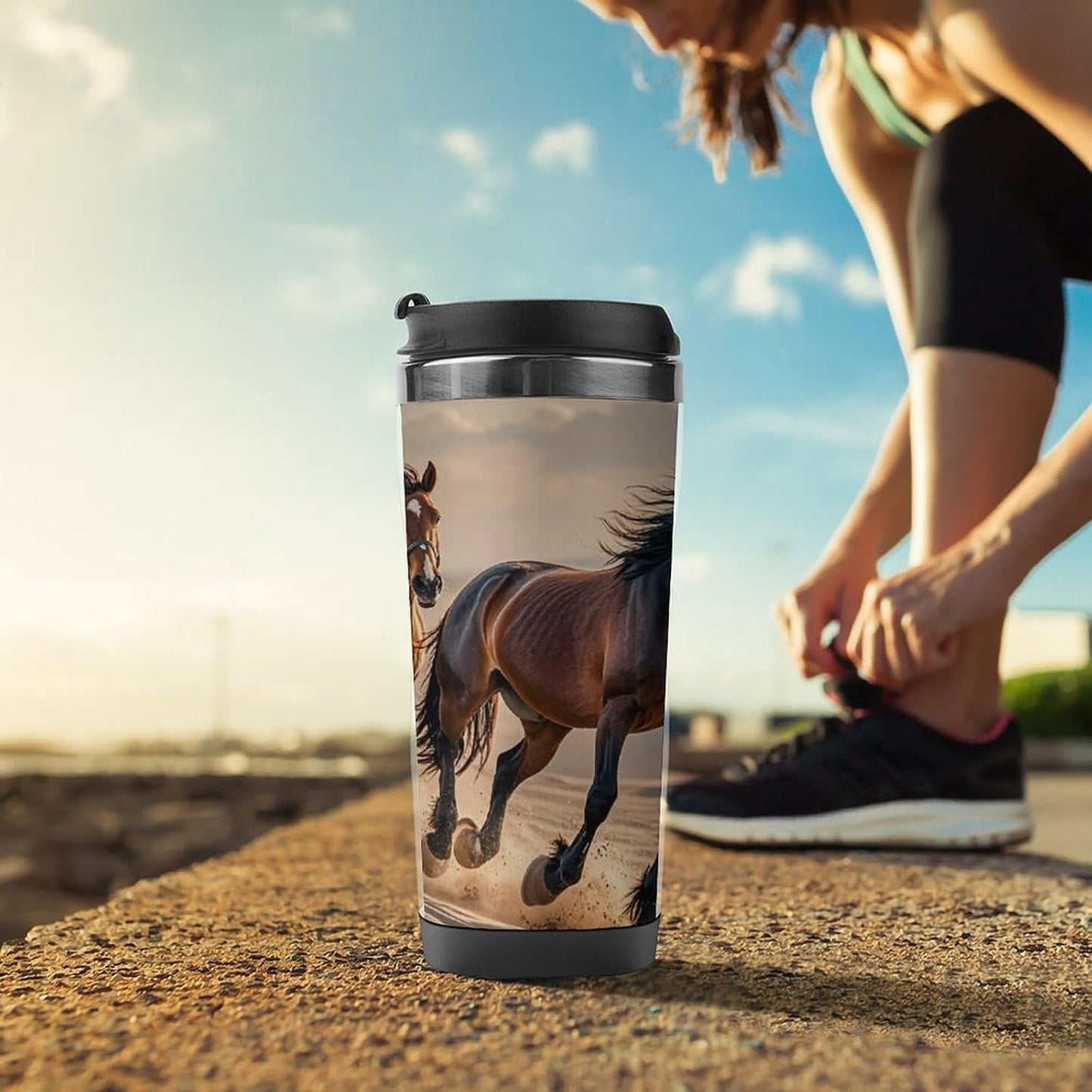 15oz Vacuum Insulated Stainless Steel Tumbler with Leakproof Lid Moonlight Watercolor Style Ninja 304 Stainless Steel Travel Mug Wide Mouth Coffee Cup for Hot & Cold Drinks (380ml)