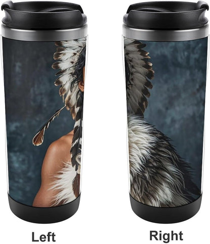 15oz Vacuum Insulated Stainless Steel Tumbler with Leakproof Lid Moonlight Watercolor Style Ninja 304 Stainless Steel Travel Mug Wide Mouth Coffee Cup for Hot & Cold Drinks (380ml)