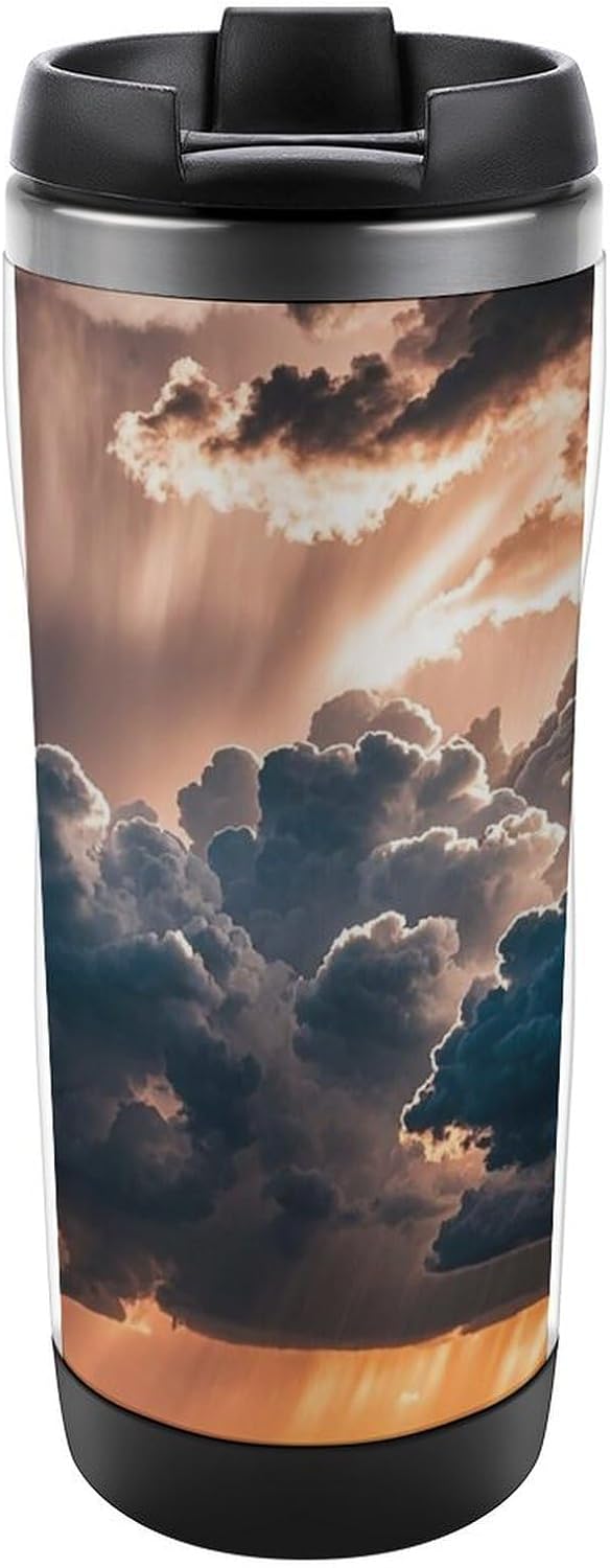 15oz Vacuum Insulated Stainless Steel Tumbler with Leakproof Lid Moonlight Watercolor Style Ninja 304 Stainless Steel Travel Mug Wide Mouth Coffee Cup for Hot & Cold Drinks (380ml)