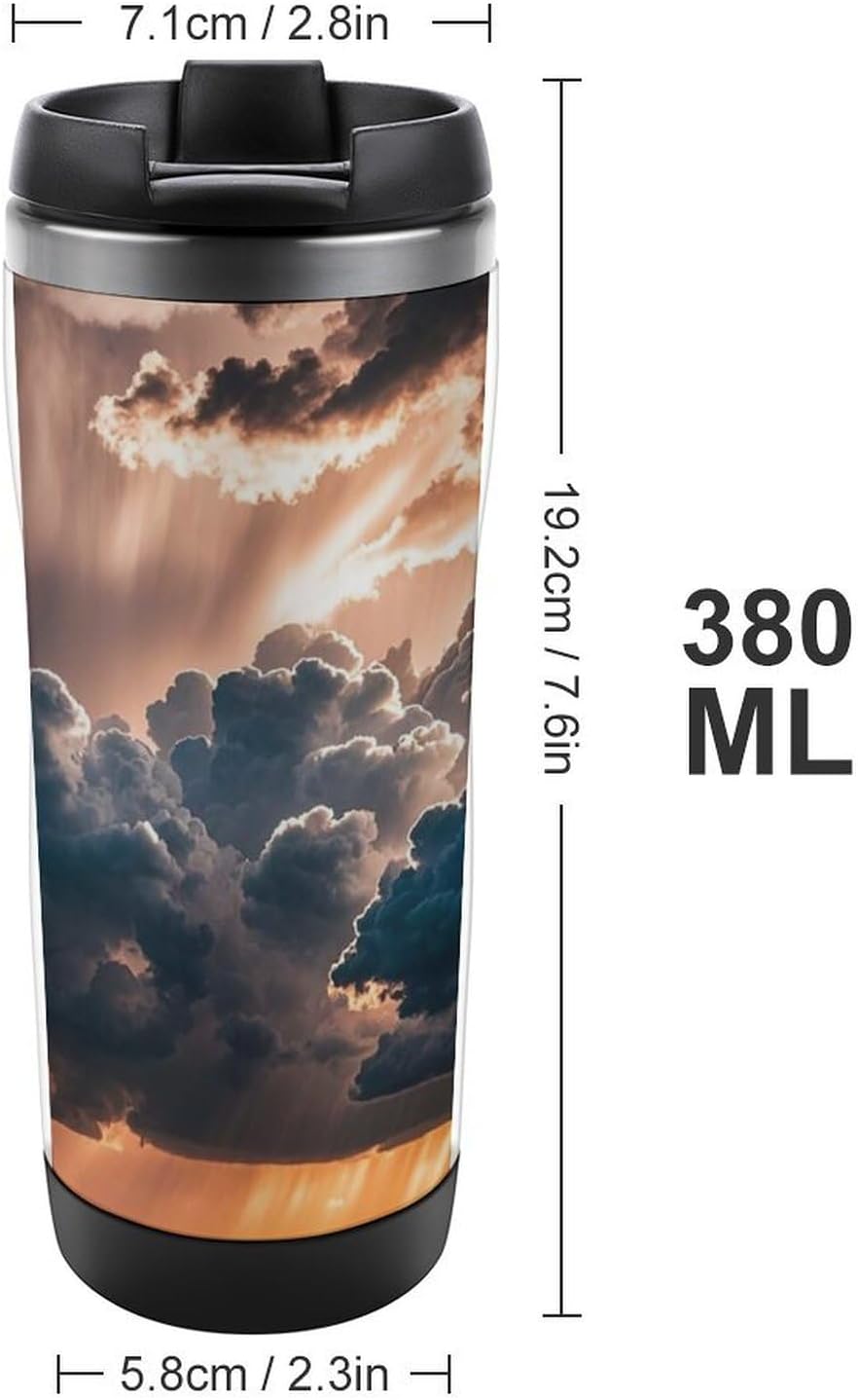 15oz Vacuum Insulated Stainless Steel Tumbler with Leakproof Lid Moonlight Watercolor Style Ninja 304 Stainless Steel Travel Mug Wide Mouth Coffee Cup for Hot & Cold Drinks (380ml)