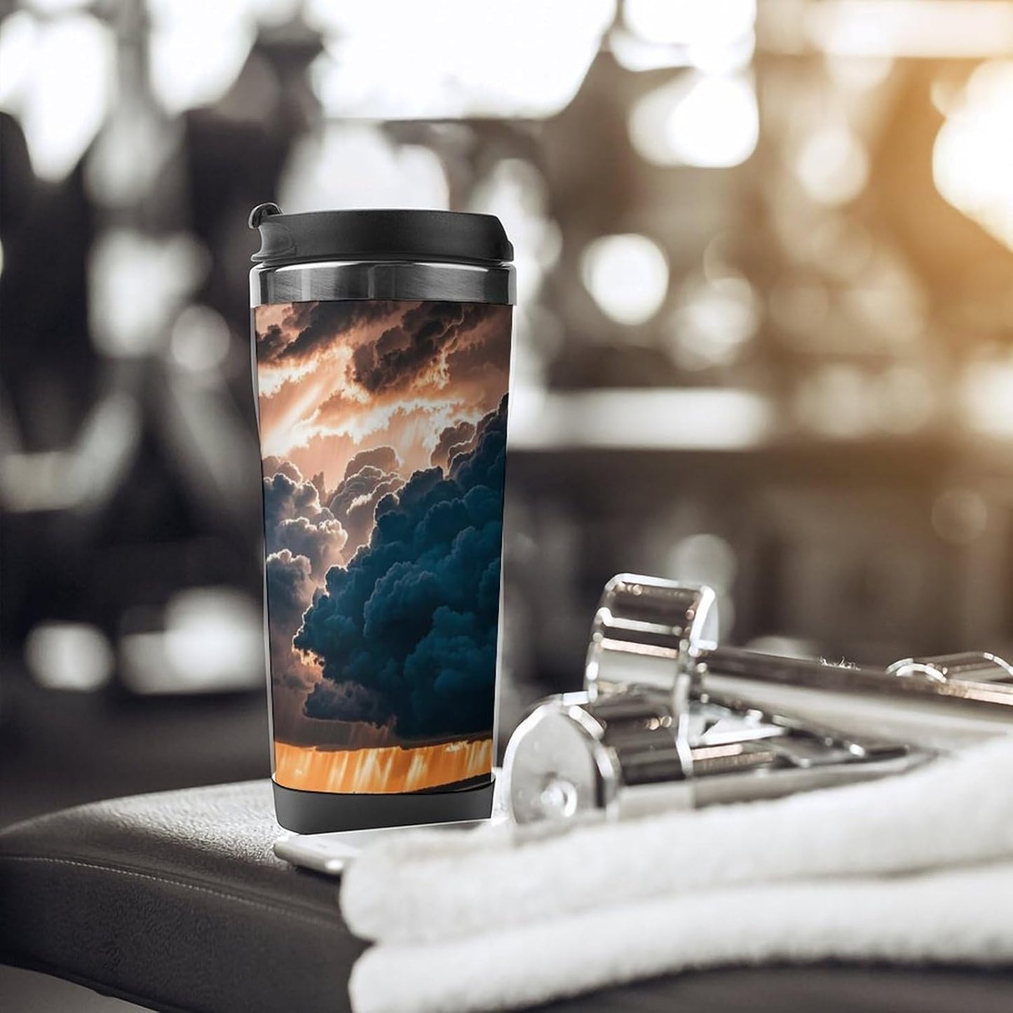 15oz Vacuum Insulated Stainless Steel Tumbler with Leakproof Lid Moonlight Watercolor Style Ninja 304 Stainless Steel Travel Mug Wide Mouth Coffee Cup for Hot & Cold Drinks (380ml)
