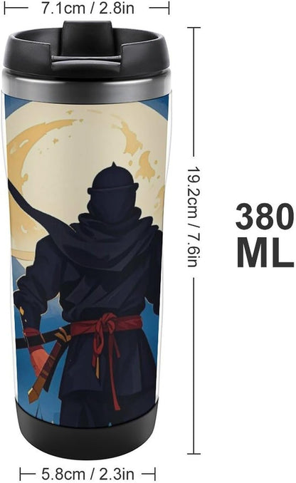 15oz Vacuum Insulated Stainless Steel Tumbler with Leakproof Lid Moonlight Watercolor Style Ninja 304 Stainless Steel Travel Mug Wide Mouth Coffee Cup for Hot & Cold Drinks (380ml)