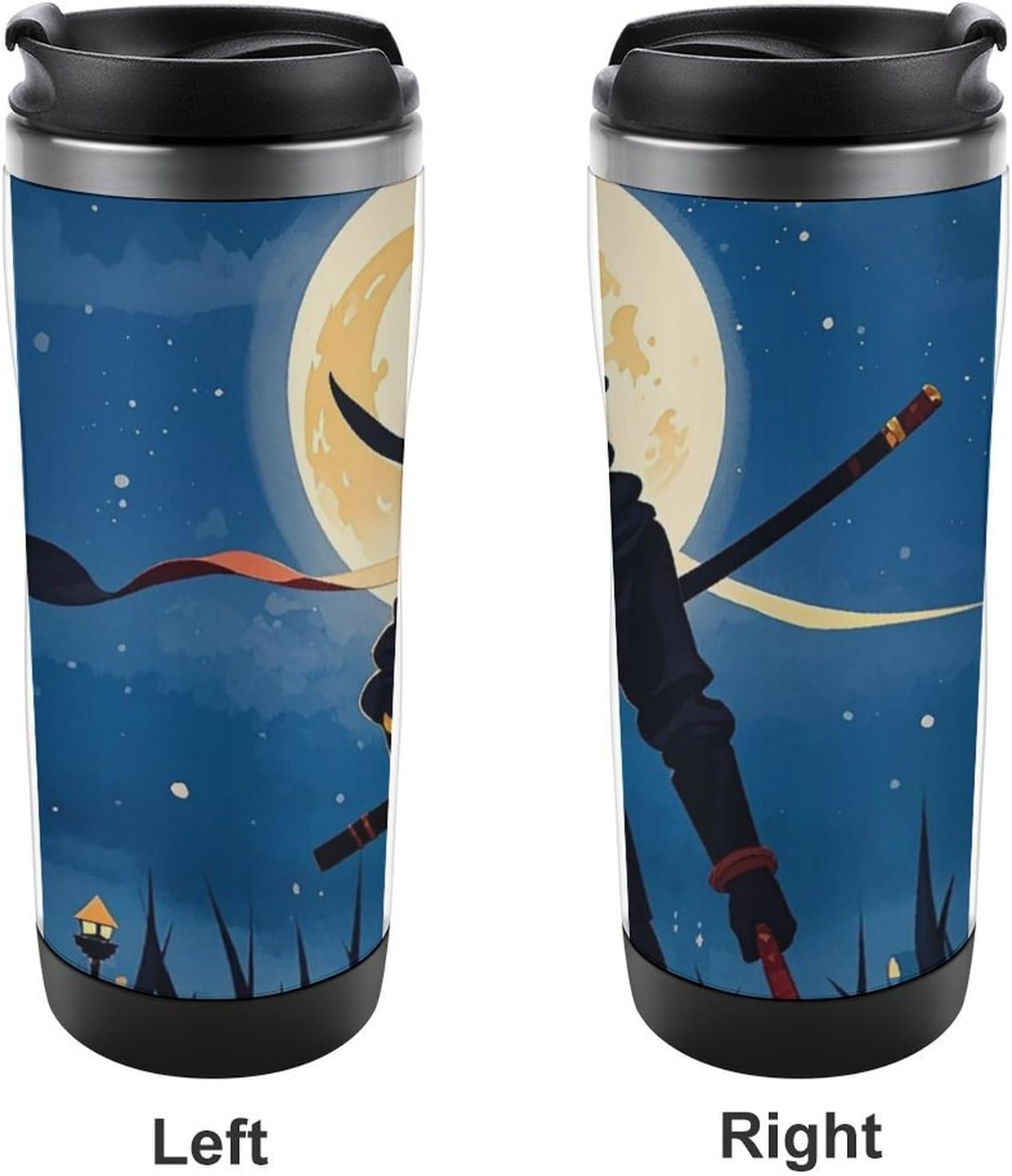 15oz Vacuum Insulated Stainless Steel Tumbler with Leakproof Lid Moonlight Watercolor Style Ninja 304 Stainless Steel Travel Mug Wide Mouth Coffee Cup for Hot & Cold Drinks (380ml)