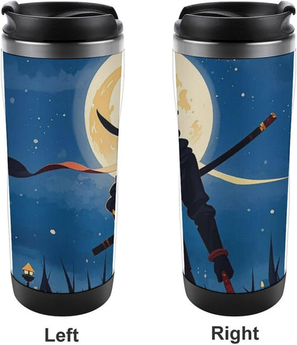 15oz Vacuum Insulated Stainless Steel Tumbler with Leakproof Lid Moonlight Watercolor Style Ninja 304 Stainless Steel Travel Mug Wide Mouth Coffee Cup for Hot & Cold Drinks (380ml)