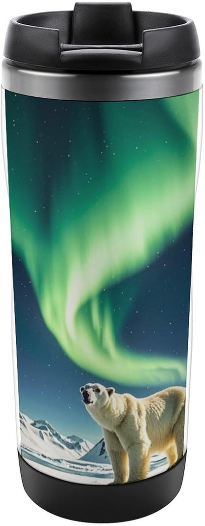 15oz Vacuum Insulated Stainless Steel Tumbler with Leakproof Lid Moonlight Watercolor Style Ninja 304 Stainless Steel Travel Mug Wide Mouth Coffee Cup for Hot & Cold Drinks (380ml)