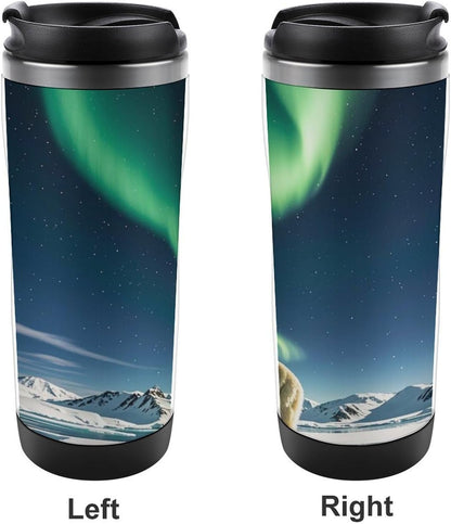 15oz Vacuum Insulated Stainless Steel Tumbler with Leakproof Lid Moonlight Watercolor Style Ninja 304 Stainless Steel Travel Mug Wide Mouth Coffee Cup for Hot & Cold Drinks (380ml)