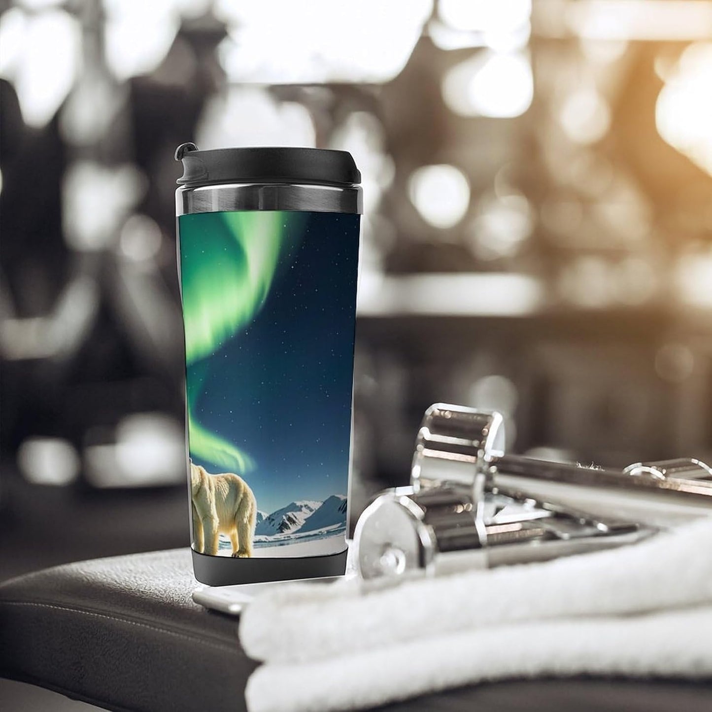 15oz Vacuum Insulated Stainless Steel Tumbler with Leakproof Lid Moonlight Watercolor Style Ninja 304 Stainless Steel Travel Mug Wide Mouth Coffee Cup for Hot & Cold Drinks (380ml)