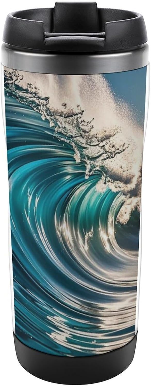 15oz Vacuum Insulated Stainless Steel Tumbler with Leakproof Lid Moonlight Watercolor Style Ninja 304 Stainless Steel Travel Mug Wide Mouth Coffee Cup for Hot & Cold Drinks (380ml)