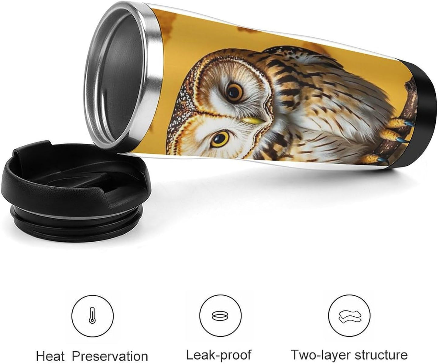 15oz Vacuum Insulated Stainless Steel Tumbler with Leakproof Lid Moonlight Watercolor Style Ninja 304 Stainless Steel Travel Mug Wide Mouth Coffee Cup for Hot & Cold Drinks (380ml)