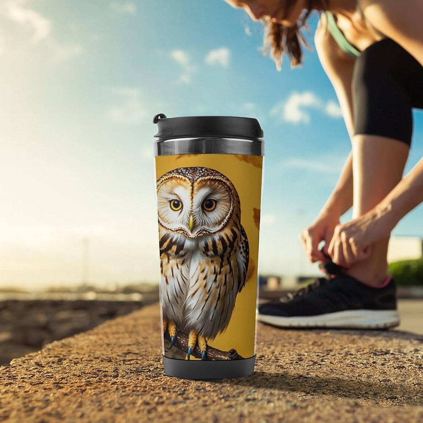 15oz Vacuum Insulated Stainless Steel Tumbler with Leakproof Lid Moonlight Watercolor Style Ninja 304 Stainless Steel Travel Mug Wide Mouth Coffee Cup for Hot & Cold Drinks (380ml)