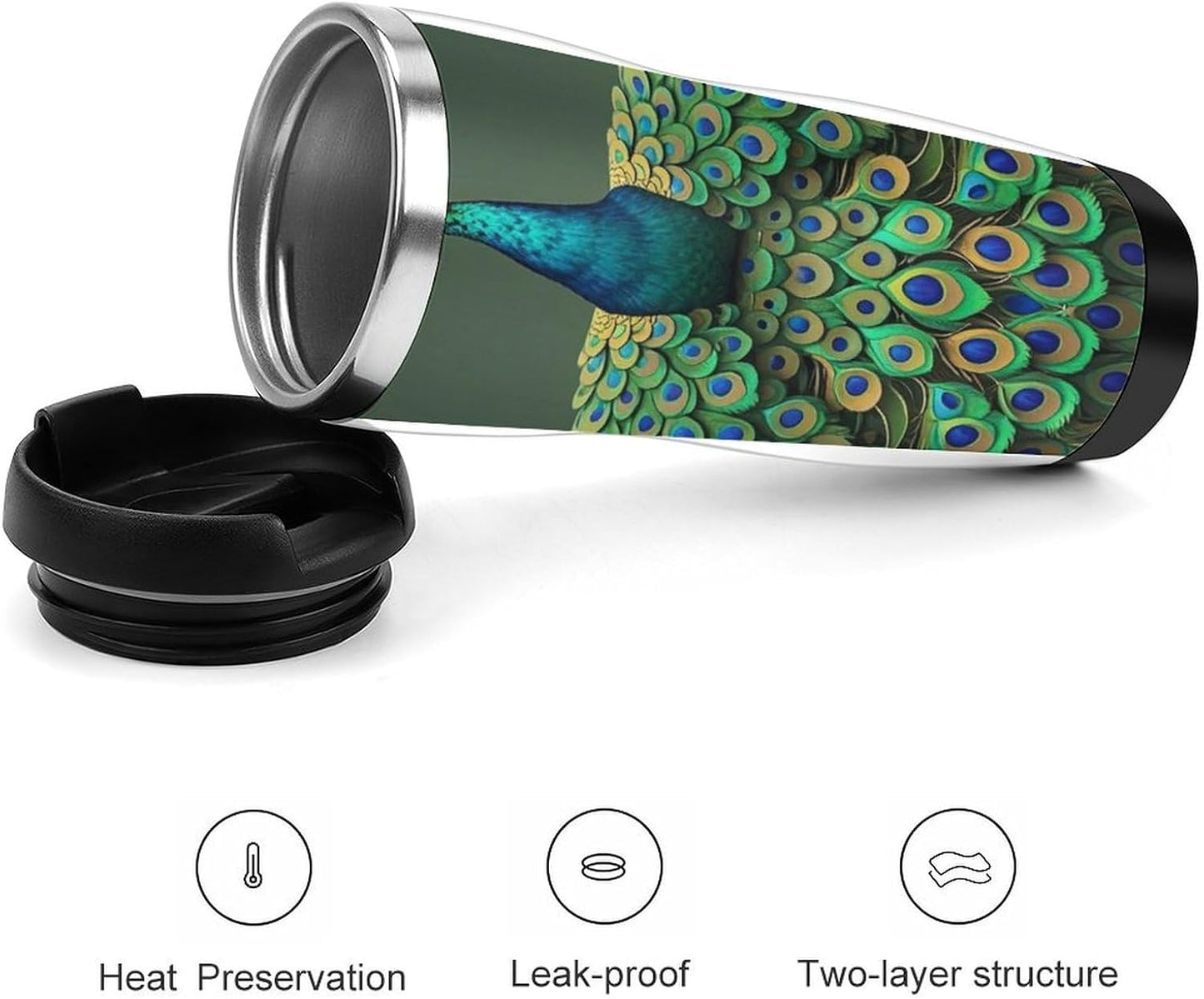 15oz Vacuum Insulated Stainless Steel Tumbler with Leakproof Lid Moonlight Watercolor Style Ninja 304 Stainless Steel Travel Mug Wide Mouth Coffee Cup for Hot & Cold Drinks (380ml)