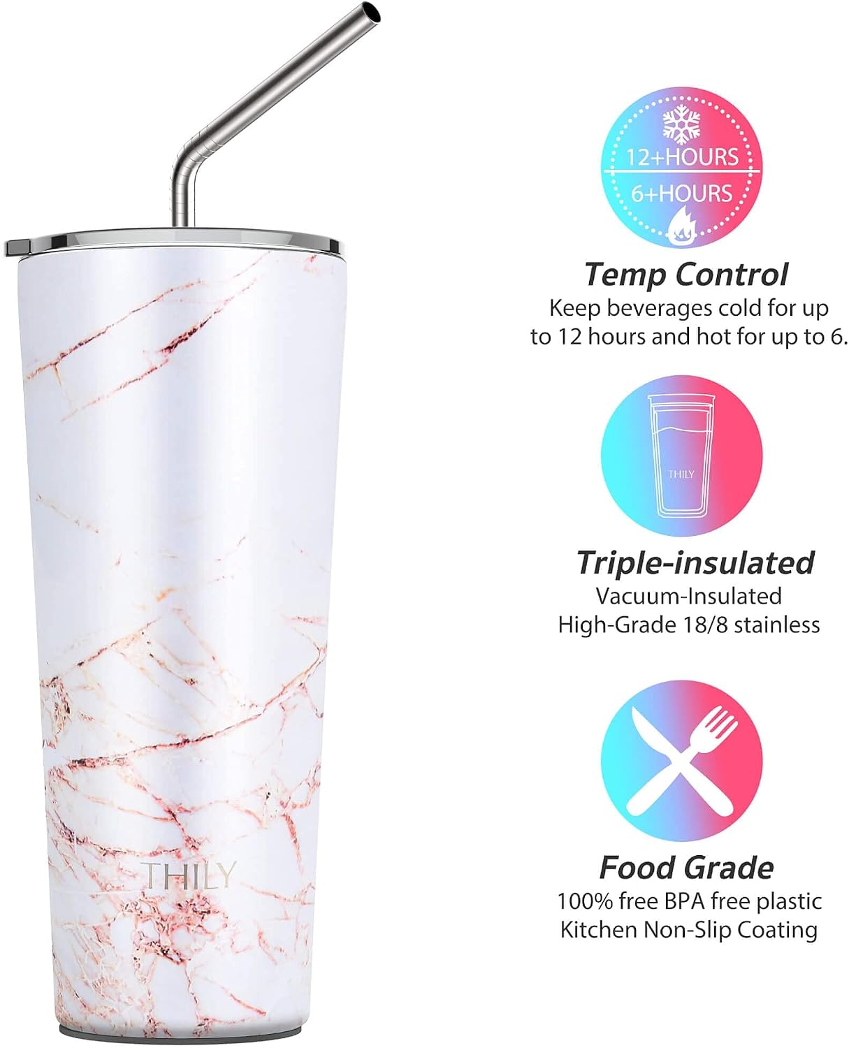 Stainless Steel Vacuum Insulated Tumbler Travel Mug 26 oz Coffee Cup with 2 Lids and Straws, Splash Proof, Keep Ice Drinks Cold, Sea Turtle