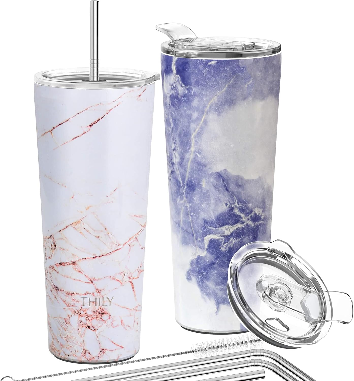 Stainless Steel Vacuum Insulated Tumbler Travel Mug 26 oz Coffee Cup with 2 Lids and Straws, Splash Proof, Keep Ice Drinks Cold, Sea Turtle