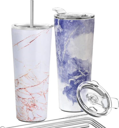 Stainless Steel Vacuum Insulated Tumbler Travel Mug 26 oz Coffee Cup with 2 Lids and Straws, Splash Proof, Keep Ice Drinks Cold, Sea Turtle