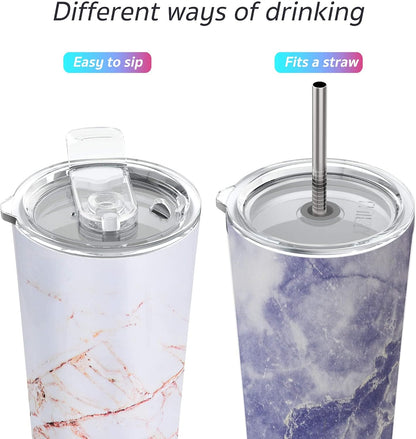 Stainless Steel Vacuum Insulated Tumbler Travel Mug 26 oz Coffee Cup with 2 Lids and Straws, Splash Proof, Keep Ice Drinks Cold, Sea Turtle