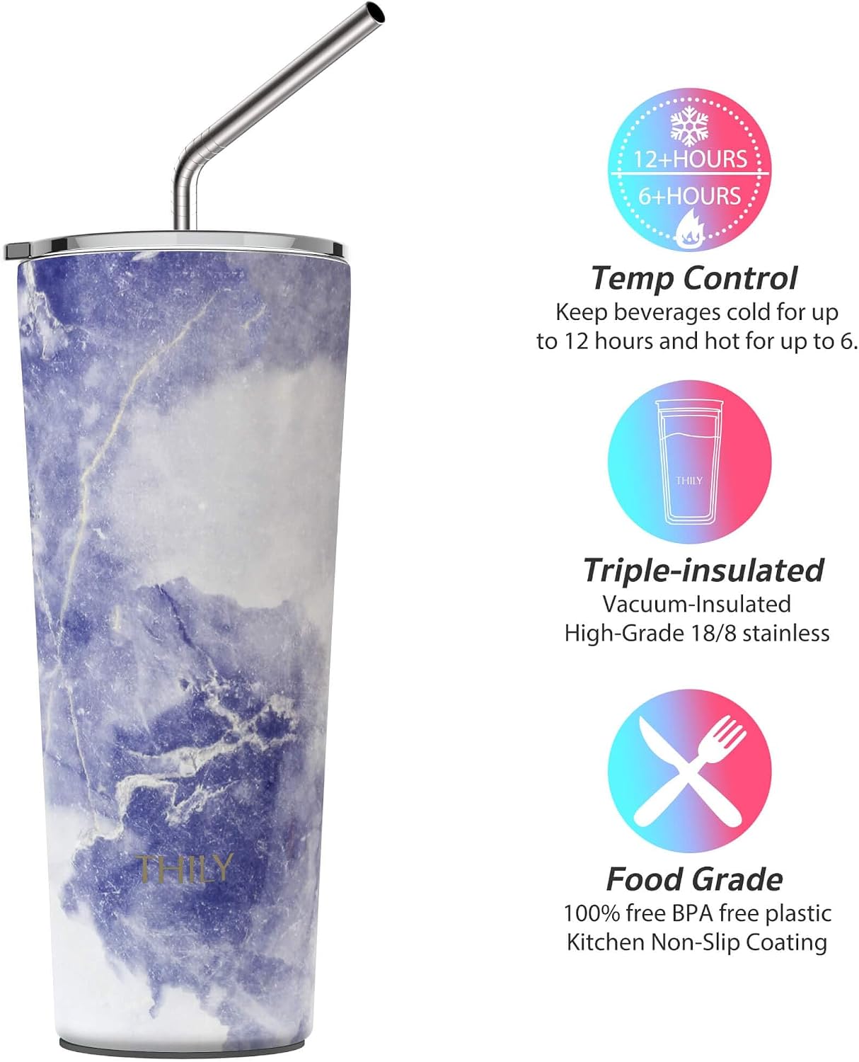 Stainless Steel Vacuum Insulated Tumbler Travel Mug 26 oz Coffee Cup with 2 Lids and Straws, Splash Proof, Keep Ice Drinks Cold, Sea Turtle