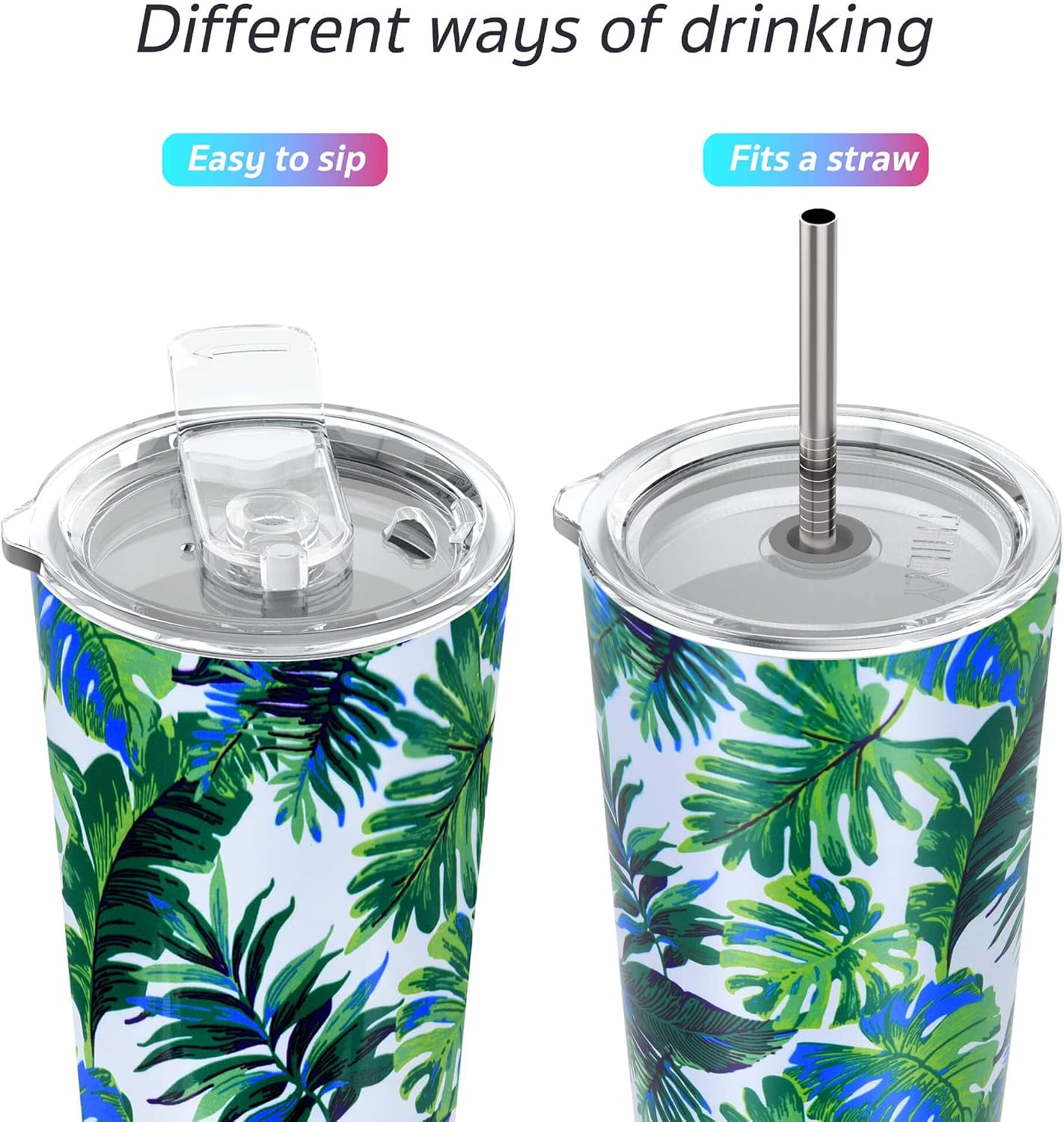 Stainless Steel Vacuum Insulated Tumbler Travel Mug 26 oz Coffee Cup with 2 Lids and Straws, Splash Proof, Keep Ice Drinks Cold, Sea Turtle