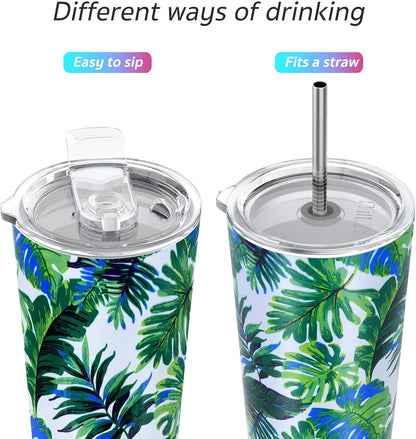 Stainless Steel Vacuum Insulated Tumbler Travel Mug 26 oz Coffee Cup with 2 Lids and Straws, Splash Proof, Keep Ice Drinks Cold, Sea Turtle