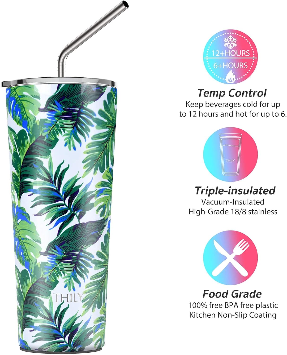 Stainless Steel Vacuum Insulated Tumbler Travel Mug 26 oz Coffee Cup with 2 Lids and Straws, Splash Proof, Keep Ice Drinks Cold, Sea Turtle