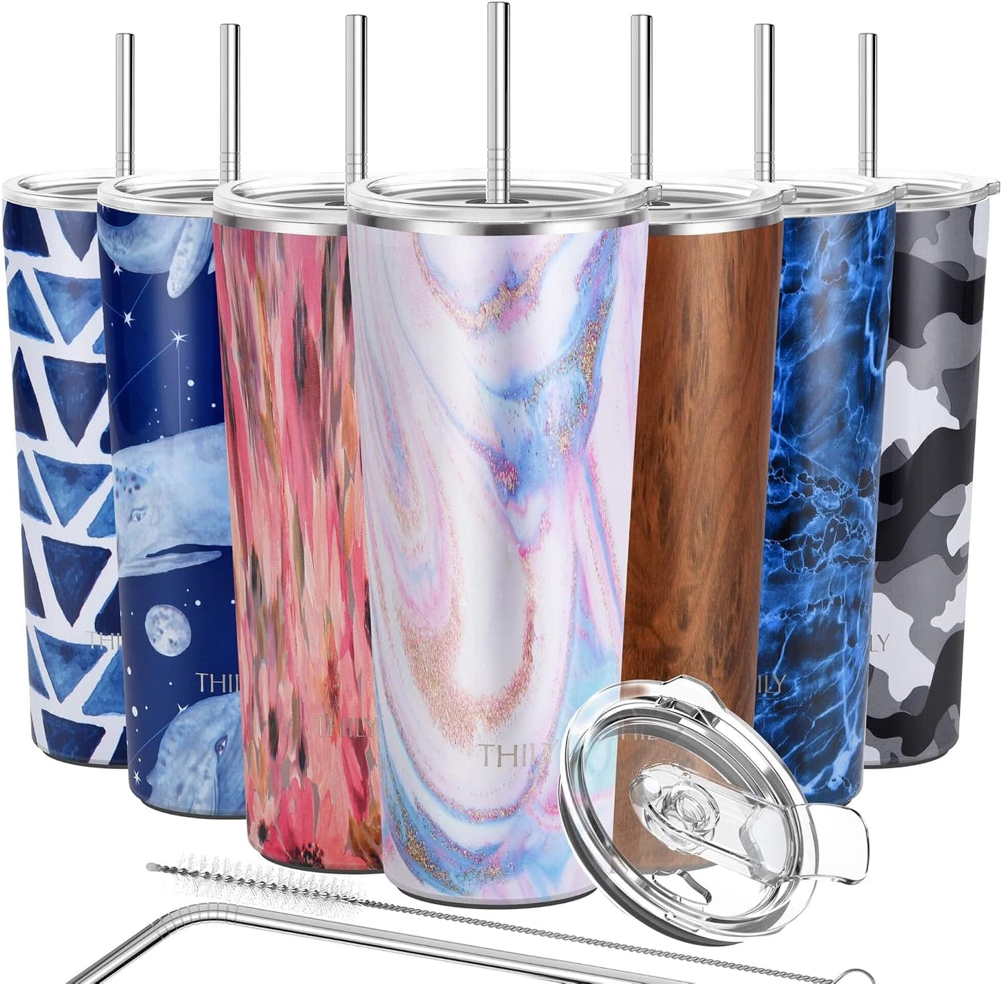 Stainless Steel Vacuum Insulated Tumbler Travel Mug 26 oz Coffee Cup with 2 Lids and Straws, Splash Proof, Keep Ice Drinks Cold, Sea Turtle