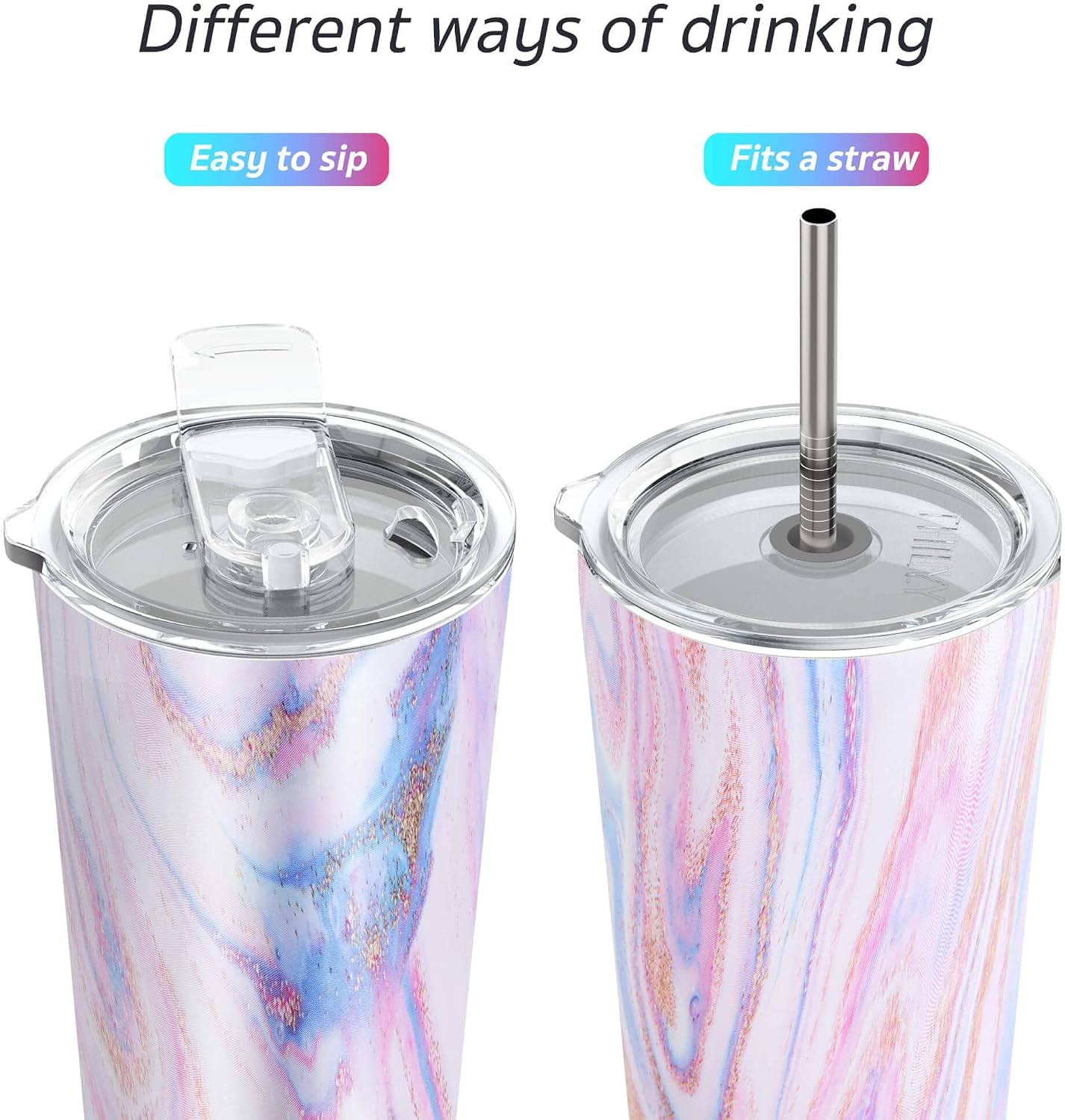 Stainless Steel Vacuum Insulated Tumbler Travel Mug 26 oz Coffee Cup with 2 Lids and Straws, Splash Proof, Keep Ice Drinks Cold, Sea Turtle