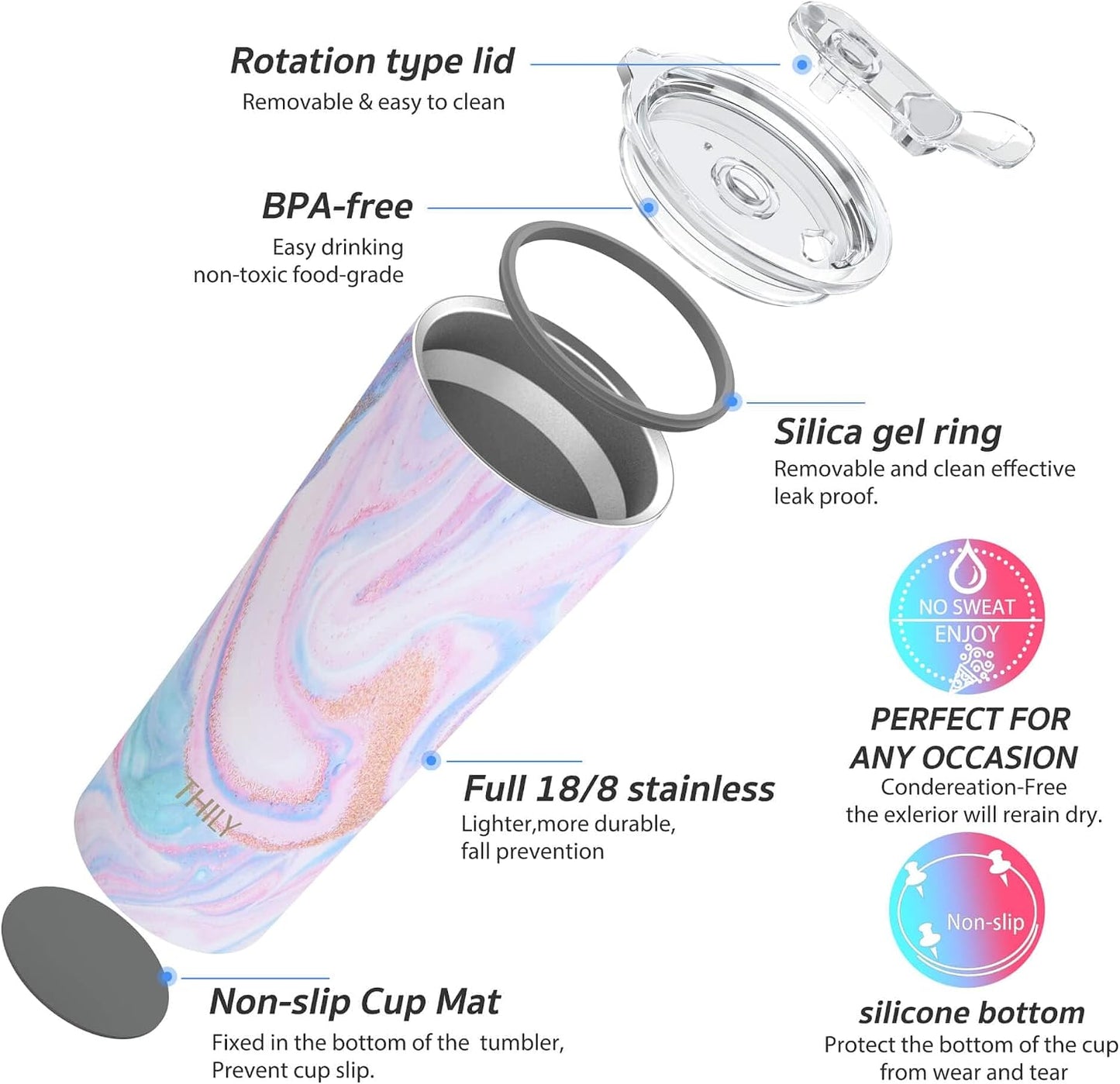 Stainless Steel Vacuum Insulated Tumbler Travel Mug 26 oz Coffee Cup with 2 Lids and Straws, Splash Proof, Keep Ice Drinks Cold, Sea Turtle