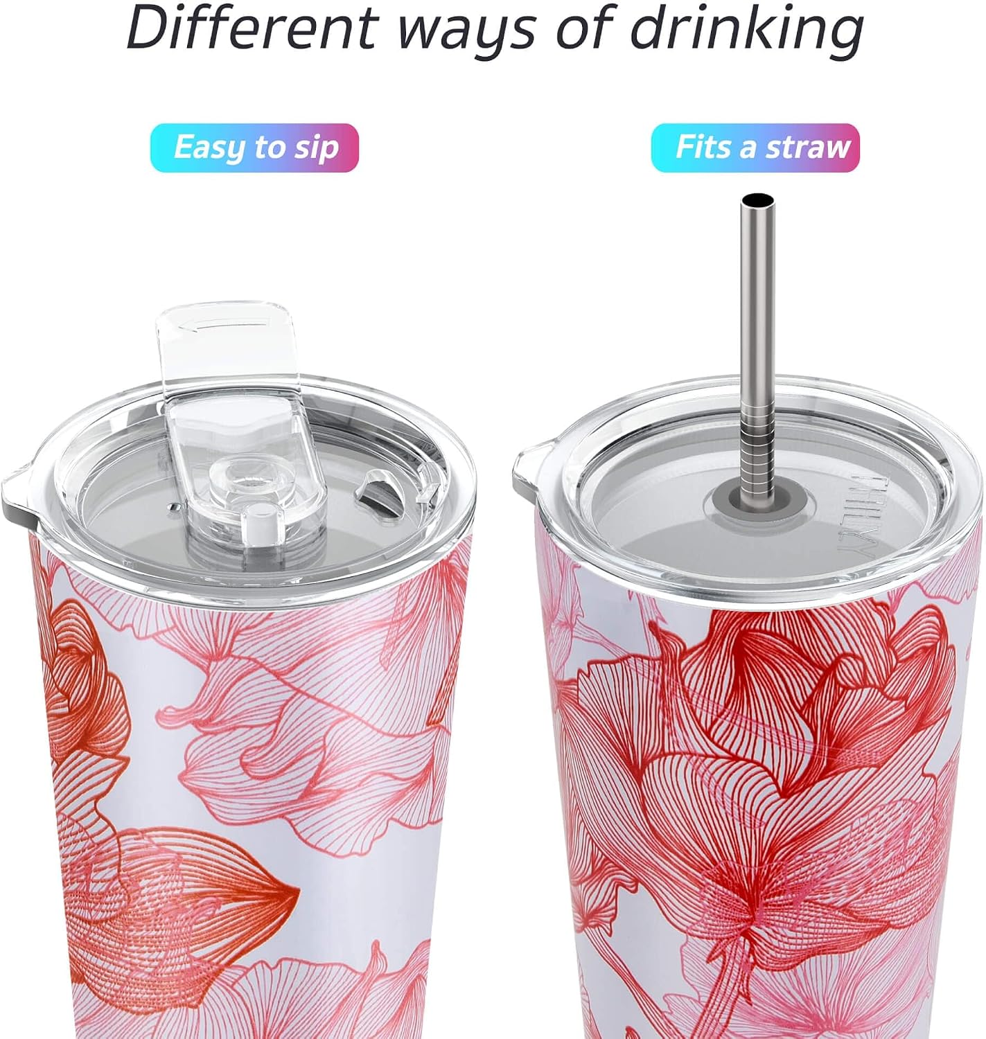 Stainless Steel Vacuum Insulated Tumbler Travel Mug 26 oz Coffee Cup with 2 Lids and Straws, Splash Proof, Keep Ice Drinks Cold, Sea Turtle