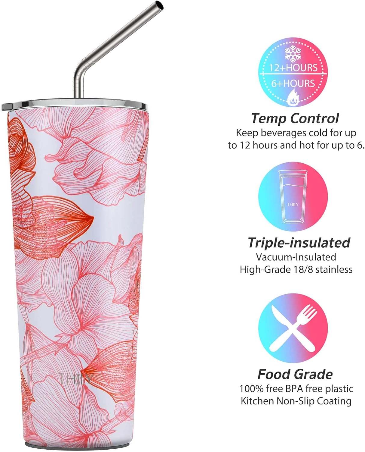 Stainless Steel Vacuum Insulated Tumbler Travel Mug 26 oz Coffee Cup with 2 Lids and Straws, Splash Proof, Keep Ice Drinks Cold, Sea Turtle