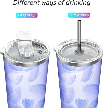 Stainless Steel Vacuum Insulated Tumbler Travel Mug 26 oz Coffee Cup with 2 Lids and Straws, Splash Proof, Keep Ice Drinks Cold, Sea Turtle