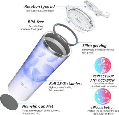 Stainless Steel Vacuum Insulated Tumbler Travel Mug 26 oz Coffee Cup with 2 Lids and Straws, Splash Proof, Keep Ice Drinks Cold, Sea Turtle
