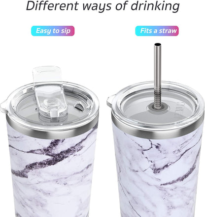 Stainless Steel Vacuum Insulated Tumbler Travel Mug 26 oz Coffee Cup with 2 Lids and Straws, Splash Proof, Keep Ice Drinks Cold, Sea Turtle