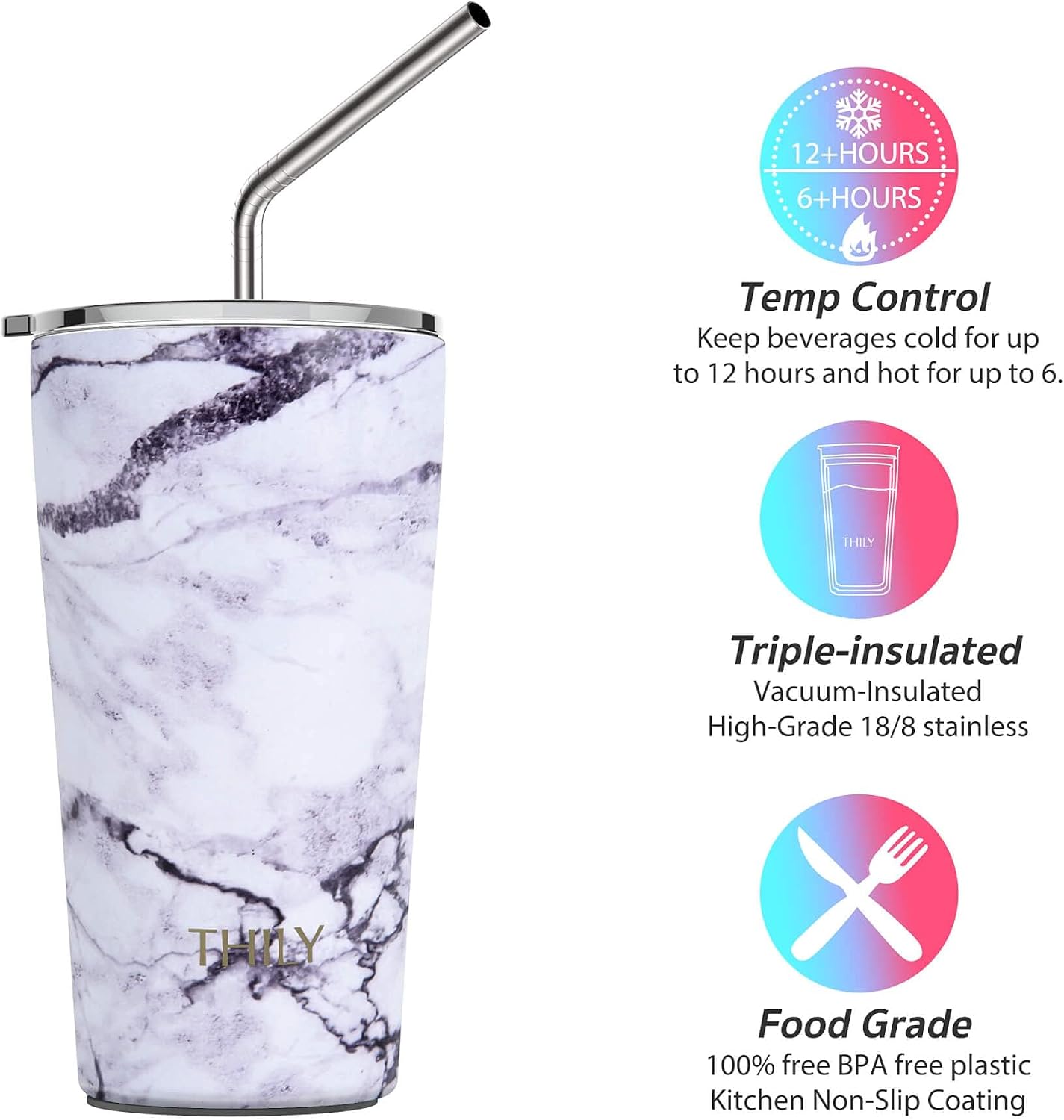 Stainless Steel Vacuum Insulated Tumbler Travel Mug 26 oz Coffee Cup with 2 Lids and Straws, Splash Proof, Keep Ice Drinks Cold, Sea Turtle