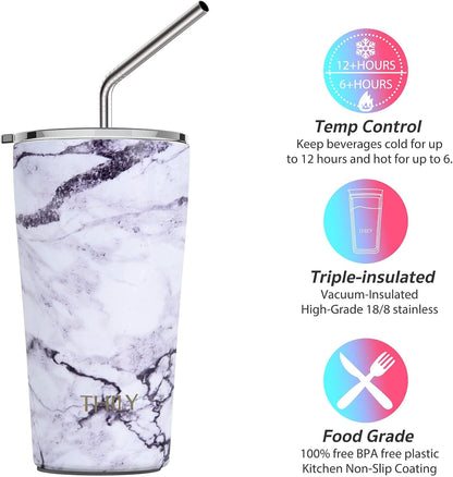 Stainless Steel Vacuum Insulated Tumbler Travel Mug 26 oz Coffee Cup with 2 Lids and Straws, Splash Proof, Keep Ice Drinks Cold, Sea Turtle