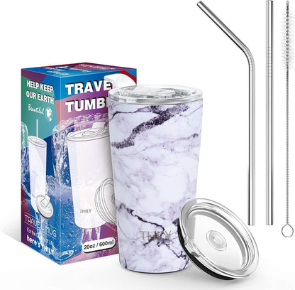 Stainless Steel Vacuum Insulated Tumbler Travel Mug 26 oz Coffee Cup with 2 Lids and Straws, Splash Proof, Keep Ice Drinks Cold, Sea Turtle
