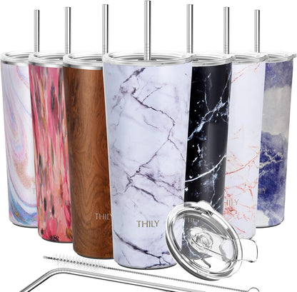 Stainless Steel Vacuum Insulated Tumbler Travel Mug 26 oz Coffee Cup with 2 Lids and Straws, Splash Proof, Keep Ice Drinks Cold, Sea Turtle