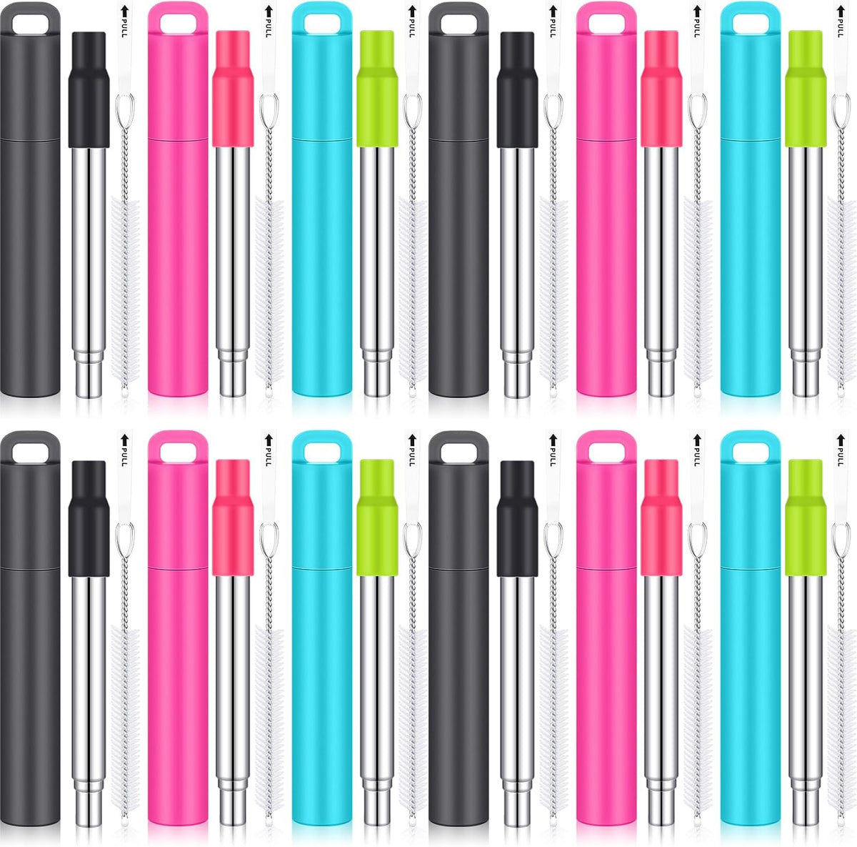Collapsible Metal Reusable Straws with Case, Cruise Travel