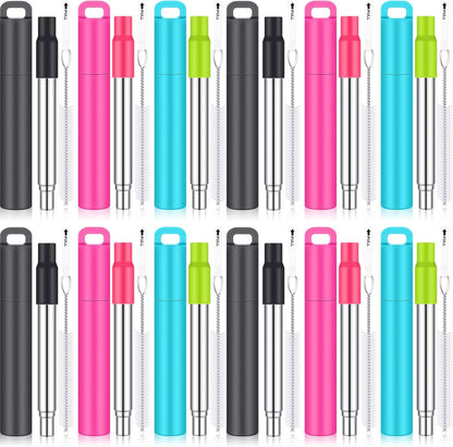 Collapsible Metal Reusable Straws with Case, Cruise Travel