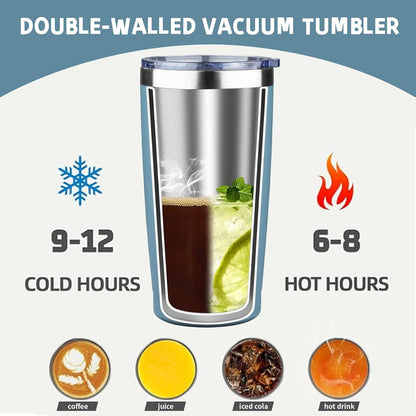 20 oz Tumbler with Lids and Straws, Stainless Steel Insulated Coffee Tumbler, Double Wall Vacuum Insulated Travel Mug Cup, Leakproof Thermal Coffee Cup for Hot and Cold Drinks (azure blue)