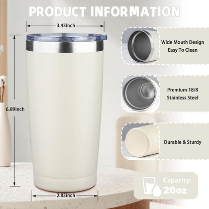 20 oz Tumbler with Lids and Straws, Stainless Steel Insulated Coffee Tumbler, Double Wall Vacuum Insulated Travel Mug Cup, Leakproof Thermal Coffee Cup for Hot and Cold Drinks (azure blue)