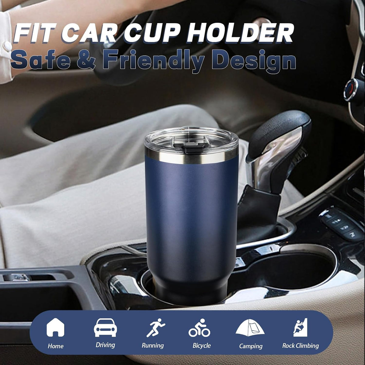 20 oz Tumbler with Lids and Straws, Stainless Steel Insulated Coffee Tumbler, Double Wall Vacuum Insulated Travel Mug Cup, Leakproof Thermal Coffee Cup for Hot and Cold Drinks (azure blue)