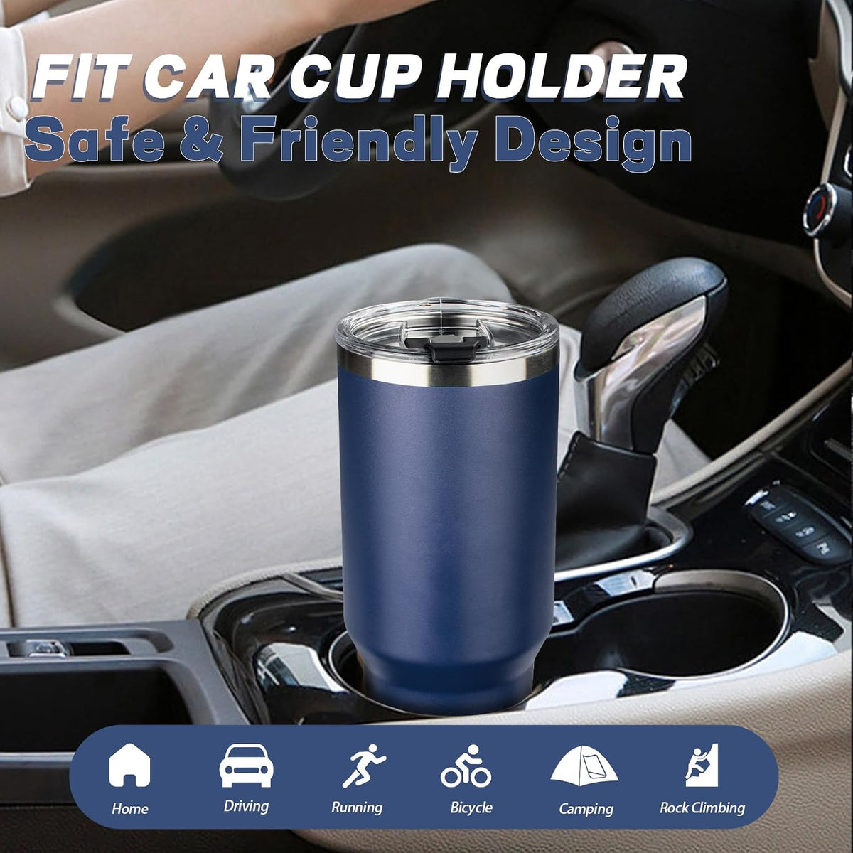 20 oz Tumbler with Lids and Straws, Stainless Steel Insulated Coffee Tumbler, Double Wall Vacuum Insulated Travel Mug Cup, Leakproof Thermal Coffee Cup for Hot and Cold Drinks (azure blue)