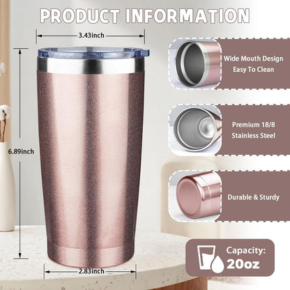 20 oz Tumbler with Lids and Straws, Stainless Steel Insulated Coffee Tumbler, Double Wall Vacuum Insulated Travel Mug Cup, Leakproof Thermal Coffee Cup for Hot and Cold Drinks (azure blue)
